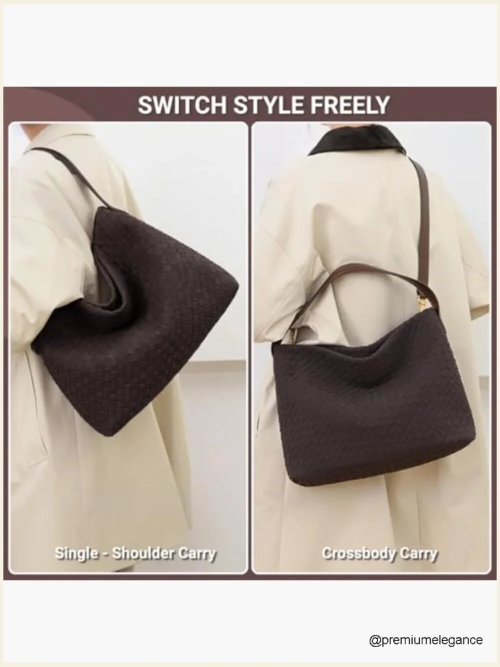 Women's Woven Suede Hobo Bag Slouchy Shoulder Tote Crossbody Purse